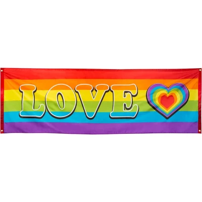 Afbeelding van Vlag Regenboog LOVE 74x220cm
