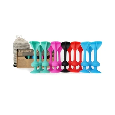 Afbeelding van TOSSIT Zuignap dartset, petanque voor binnen en buiten, vloer muur, sterke duurzame siliconen, 4 kleuren, Family Pack, rood cyaan, roze, lichtblauw