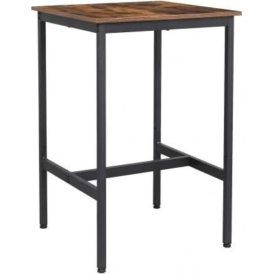 Afbeelding van Bartafel, Hoge Keukentafel, Industriële Stijl, Vintage Bruin/Zwart