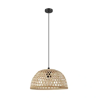 Afbeelding van hanglamp Claverdon Ø37 cm zwart/houtkleur Bruin Rotan EGLO