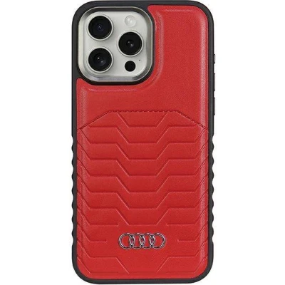 Afbeelding van Bescherming Audi Synthetic Leather MagSafe iPhone 15 Pro 6.1&quot; red hardcase