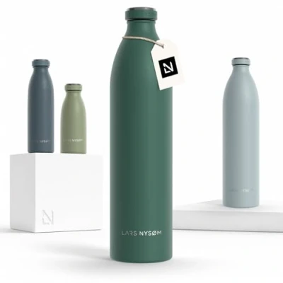 Afbeelding van LARS NYSØM &#039;Ren&#039; Roestvrijstalen drinkfles 1500ml BPA vrij geïsoleerde waterfles 1,50 Liter Bayberry