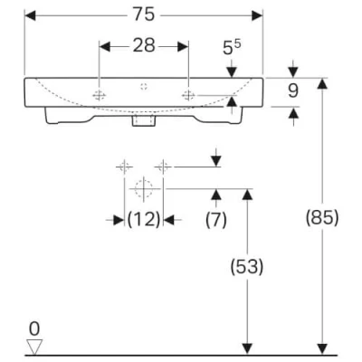 Afbeelding van Geberit iCon meubelwastafel wit KeraTect (75 x 48,5 cm) zonder