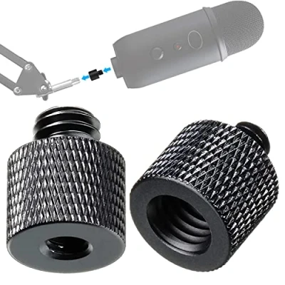 Afbeelding van 2 stuks 3/8 inch naar 1/4 en schroefdraadadapters van aluminiumlegering voor camera, luidspreker, statief, microfoonstandaard, camerastatief