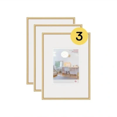 Afbeelding van walther design KVX460G3 New Lifestyle plastic fotolijst met kunstglas, 40 x 60 cm, goud, 3 stuks