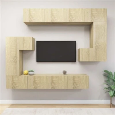 Afbeelding van vidaXL 8 delige Tv meubelset bewerkt hout sonoma eikenkleurig