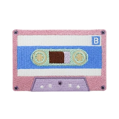 Afbeelding van Patch om op te strijken roze cassette retro patches strijkplaatje vintage huisbadge