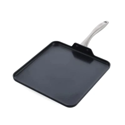 Afbeelding van GreenPan Lima Midnight Grillpan, vierkant, antiaanbaklaag, van gezond geanodiseerd keramiek, 28 cm, PFAS vrij, geschikt voor inductie, ovenbestendig, vaatwasmachinebestendig, zwart