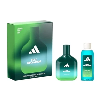 Afbeelding van de adidas Vibes set bestaande uit Eau Parfum Full Recharge en douchegel