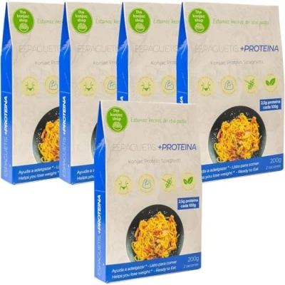 Afbeelding van The Konjac Shop spaghetti + eiwitten/keto 270 g shirataki glutenvrij caloriearm en koolhydraatarm eiwitrijk (5 stuks)