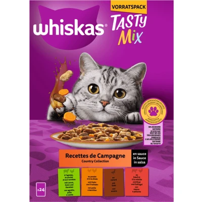 Afbeelding van 48x85g Country Collection in Saus Tasty Mix Whiskas Kattenvoer Portiezakjes