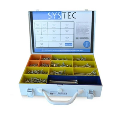Afbeelding van SYSTEC assortimentskoffer spaanplaatschroeven verzinkt platkop torx 13 maten (1273 delig)