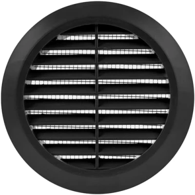 Afbeelding van Vent Systems Ventilatiedeksel, zwart, 100 mm, ronde ventilatiesleuven, grilldeksel, geïntegreerde insectenbescherming, CVAC ventilatieopeningen voor badkamer, kantoor