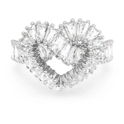 Afbeelding van Swarovski dames VITTORE HEART RING HRT WOVEN W in de kleur Zilver, maat: Maat 58 18,5 mm
