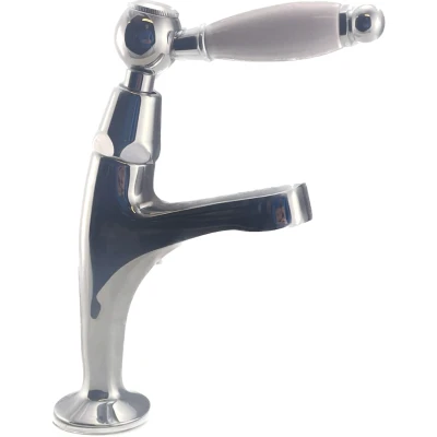 Afbeelding van PB klassieke fonteinkraan met witte hendel koud water klein model chroom 1208854162