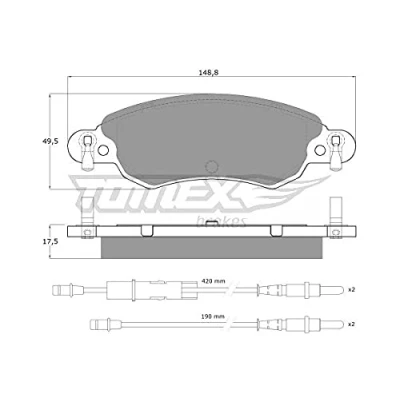 Afbeelding van TOMEX brakes TX 13 30 Remblokkenset Vooras Incl. slijtage waarschuwingscontact, Met akoestische slijtagewaarschuwing toebehoren