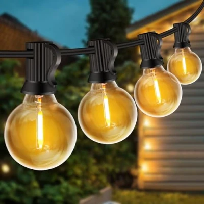 Afbeelding van ZYRIVON Lichtsnoer voor buiten, 10 m/20 m, 20 + 2 G40 gloeilampen, onbreekbaar, waterdicht, aansluitbaar, warmwit, plug &amp; play, binnen, tuin, balkon, huis, bruiloft, feest, Kerstmis