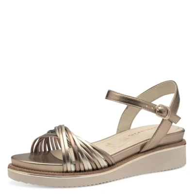 Afbeelding van Tamaris Sandalen met plateauzool, Dames, Maat: 36, Bronce comb Kunststof