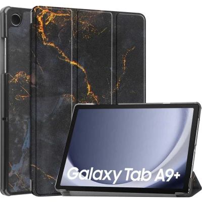 Afbeelding van iMoshion Tablet Hoes Geschikt voor Samsung Galaxy Tab A9 Plus Design Trifold Bookcase Meerkleurig /Black Marble
