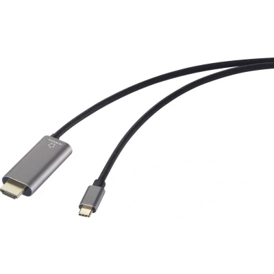 Afbeelding van Renkforce RF 6409792 USB C displaykabel / HDMI Adapterkabel stekker, A bus 1.50 m Zwart
