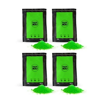 Afbeelding van POLVO Holi 4 zakjes poeder à 100 gram (400 g poeder) (groen)
