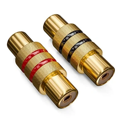 Afbeelding van deleyCON 2 stuks RCA koppeling in set, 1 x zwart, rood, audio video adapter, aansluiting naar aansluiting,
