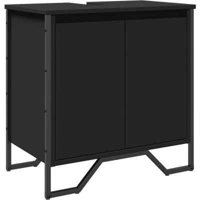 Afbeelding van Wastafelkast 60x35x60 cm bewerkt hout zwart