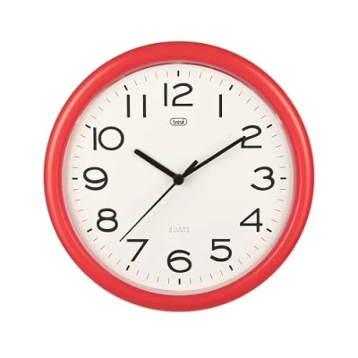 Afbeelding van Trevi OM3301 Kwarts wandklok met sweep uurwerk, rond, 25,5 cm, rood