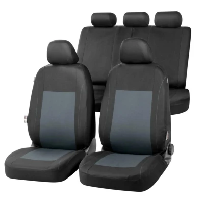 Afbeelding van Autostoelhoes Sandray complete set, universele autostoelhoezen grijs zwart, stoelhoezen polyester