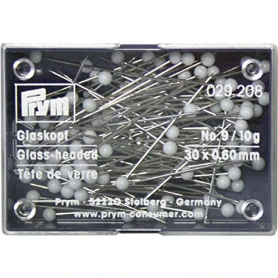 Afbeelding van Glaskopspelden zilverkleurig wit 0,60 x 30 mm