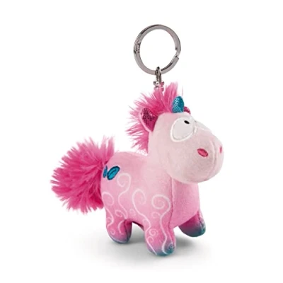 Afbeelding van sleutelhanger Eenhoorn Midnight Bloemen 10 cm Roze Duurzame knuffeldier hanger met voor sleutelkoord, sleutelring en