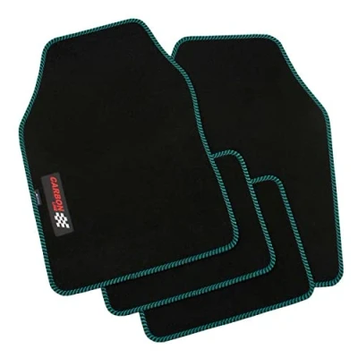 Afbeelding van PETEX Automatten, carbon, universeel, 4 delig, zwart/groen