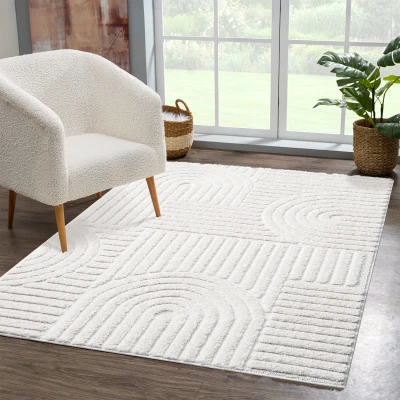 Afbeelding van Vloerkleed Focus Japandi Hoogpolig Fluffy Scandinavisch Creme 200x290 CM
