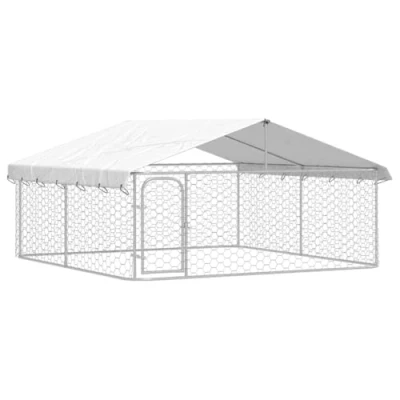 Afbeelding van vidaXL Kennel buiten met dak 300x300x150 cm