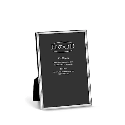 Afbeelding van EDZARD Genua Fotolijst, 13 x 18 cm, elegant, verzilverd, aanslagbestendig, met fluwelen achterkant, 2 ophanghaken, fotolijst om neer te zetten en op hangen