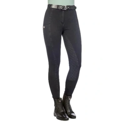 Image de HKM Pantalon d&#039;Équitation Harbour Island Denim Full Grip Noir EU 36