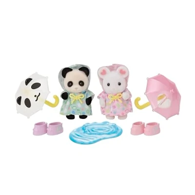 Image de 2 Figurines Sylvian Families Le duo des bébés en habits de pluie