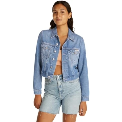 Afbeelding van Calvin Klein Jeans Cropped Trucker Spijkerjas, Dames, Maat: XS, Denim light
