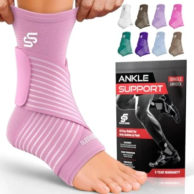Afbeelding van Sleeve Star enkelbrace voor gewrichtsverstuiking, brace ter verlichting van plantaire fasciitis en achillespeesontsteking, gewrichtsondersteuning vrouwen mannen, individueel/babyroze