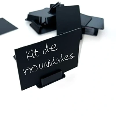 Afbeelding van Set van 100 prijskaarten + prijshouders, mini schoolborden voor prijzen, prijskaarten, decoratieve schoolborden,