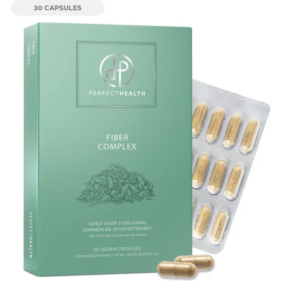Afbeelding van Perfect Health Psylliumvezels Capsules 1500mg 30 Stuks Fiber Probiotica voor darm en stoelgang Hoge Dosering Vegan