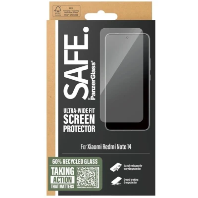 Afbeelding van PanzerGlass SAFE. by Screen Protector w. Zwart Frame Xiaomi Redmi Note 14 Ultra Wide Fit (1 Stuk, 14), Smartphone beschermfolie, Transparant