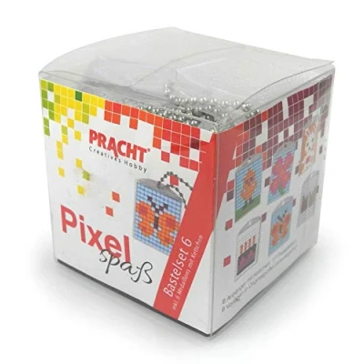 Afbeelding van Pracht Creatives Hobby Pixel P90013 63501 Grappige knutselset 6 voor kinderen, eenvoudig montagesysteem met kleine bioplastische stenen het maken van sleutelhangers (medaillons)