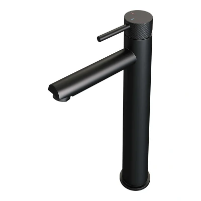 Afbeelding van Brauer Black carving Wastafelmengkraan opbouw hoog hendel lang smal mat zwart