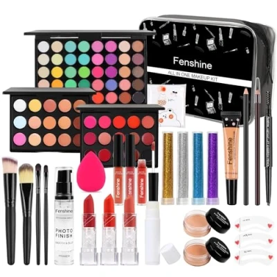 Afbeelding van Fenshine Alles in één make upset voor dames, complete vrouwen, upcadeauset beginnende essentiële inclusief oogschaduwpalet, lippenstift, wenkbrauwpotlood