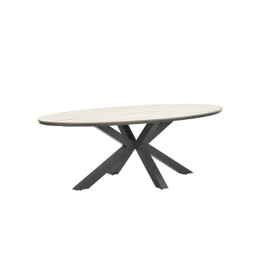 Afbeelding van Edison tafel 200x115xH75 carbon black/ light teak polyw Garden Impressions