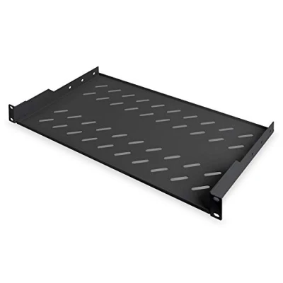 Image de DIGITUS Tablette fixe 19 pouces 1UH Fixation à l&#039;avant Charge 15 kg Pour armoires réseaux et serveurs Profondeur d&#039;armoire partir de 450 mm Noir