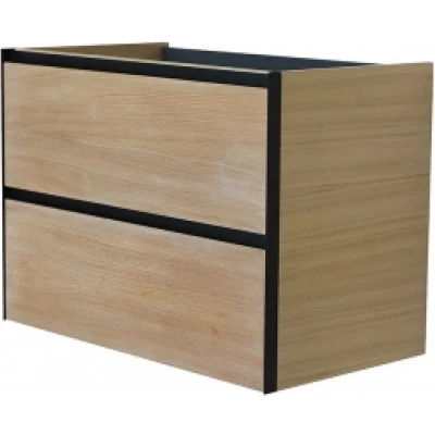 Afbeelding van Wiesbaden Lotus wastafelonderkast met 2 laden 80x45,2 cm naturel eik/mat zwart