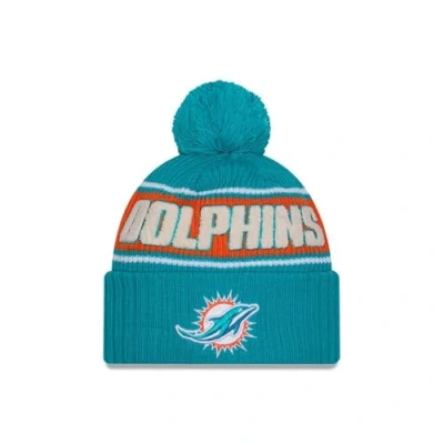 Afbeelding van New Era Miami Dolphins NFL 2024 Sideline Sport Knit Turquoise pomponmuts, #34365
