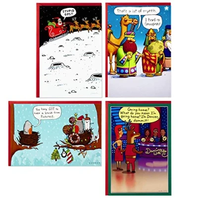 Afbeelding van Hallmark Shoebox Kerstkaartenset met enveloppen, 4 motieven en 24 kerstkaarten enveloppen